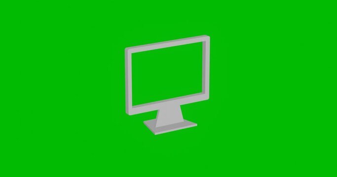 Animation of rotation of a white monoblock symbol with shadow. Simple and complex rotation. Seamless looped 4k animation on green chroma key background