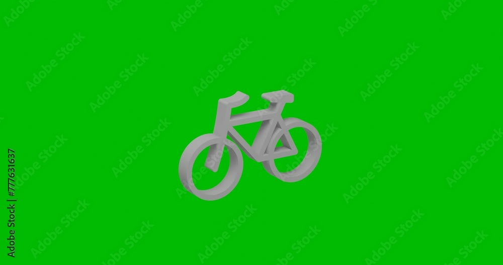Poster animation of rotation of a white bicycle symbol with shadow. simple and complex rotation. seamless l