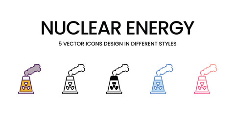 Nuclear Energy Icons different style vector stock illustration