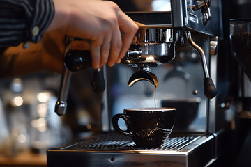 A skilled barista meticulously crafts coffee, showcasing expertise and passion in the art of coffee-making