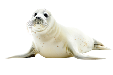 white harp seal on an isolated transparent background