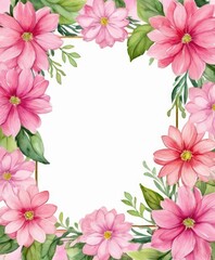 Embrace elegance with our watercolor pink floral frame mockup. Soft petals form a delicate border, perfect for showcasing your content