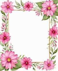 Fototapeta premium Embrace elegance with our watercolor pink floral frame mockup. Soft petals form a delicate border, perfect for showcasing your content