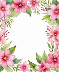 Fototapeta premium Embrace elegance with our watercolor pink floral frame mockup. Soft petals form a delicate border, perfect for showcasing your content