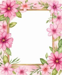 Fototapeta na wymiar Embrace elegance with our watercolor pink floral frame mockup. Soft petals form a delicate border, perfect for showcasing your content