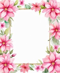 Embrace elegance with our watercolor pink floral frame mockup. Soft petals form a delicate border, perfect for showcasing your content