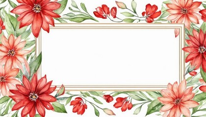 Add a pop of color to your design with our watercolor red floral frame mockup. Vibrant blooms embrace the open space, awaiting your content
