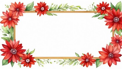 Obraz premium Add a pop of color to your design with our watercolor red floral frame mockup. Vibrant blooms embrace the open space, awaiting your content