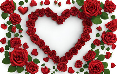 Red Heart And Bush Roses Valentine S Day The Concept Of Love Copy Space