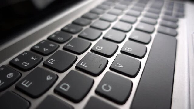 Fly Above Computer Keys Slow Motion