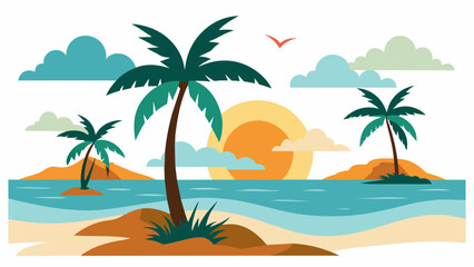 Fototapeta na wymiar tropical island with palm trees