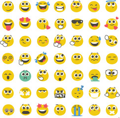 Vector set of cute smiley face emoticons