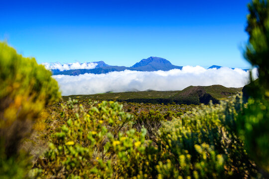 Landscape of Piton des Neiges peak and nature at Reunion Island
