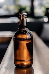 Sleek Beer Bottle on Modern Bar Counter