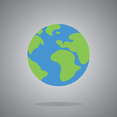 Vector planet Earth icon. Flat planet Earth icon. Flat design vector illustration for web banner, web and mobile, infographics. Vector icon isolated on gradient background