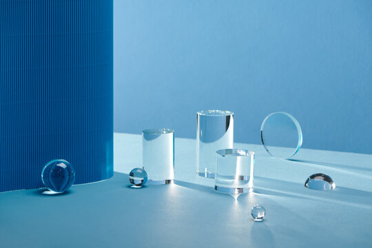 Transparent Glass Box Product display on empty background