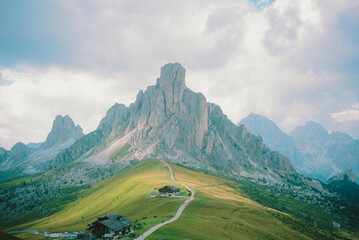 Idyllic landscape of mountain peaks in Dolomites in summer