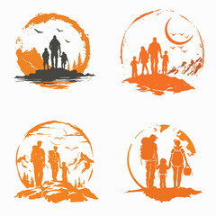 Cartoon family adventure logo 