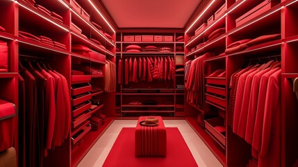Use artificial intelligence to create a visually appealing representation of a spacious closet...