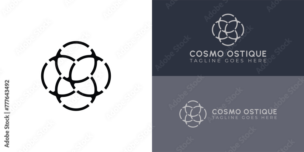 Aufkleber abstract initial circle letter co or oc logo in black color isolated on multiple background colors. 