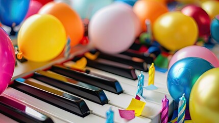 joy of birthday congratulations with a musical-themed composition, filled with cheerful tunes,...