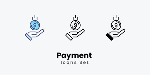 Payment  Icons set thin line and glyph vector icon illustration
