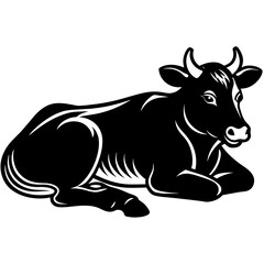 Fototapeta premium Fat Cow Resting High-Quality Vector Illustration for Your Designs