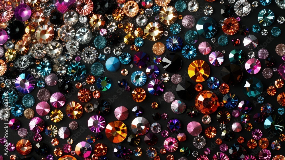 Aufkleber a luxurious party banner with an array of sparkling jewels and sequins artfully spread across a rich