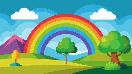 landscape-with-rainbow-and-tree---illustration