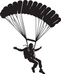 Skydiver silhouette parachuting vector illustration