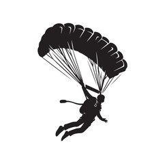 Skydiver silhouette parachuting vector illustration