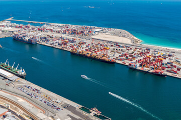 Aerial of Industrial shipping port in Australia