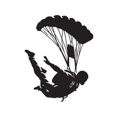 Skydiver silhouette parachuting vector illustration