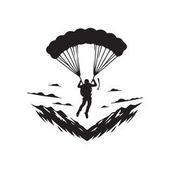 Skydiver silhouette parachuting vector illustration