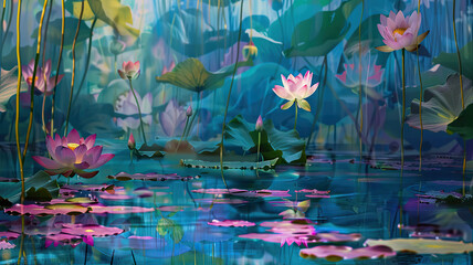 Fototapeta na wymiar Lilies in the pond