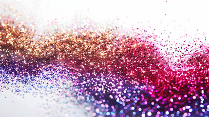 Fototapeta premium celebration background for banner, multi-colored sparkles close-up on a white background with copy space