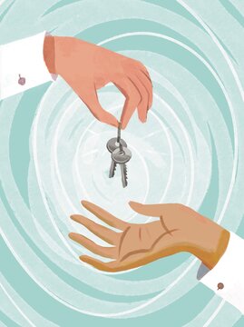 hands with the key