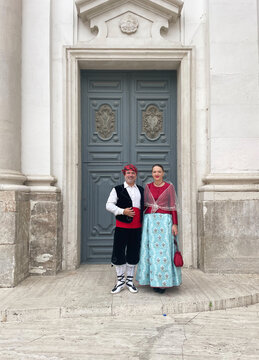 Couple Wearing Regional Clothes Outdoors