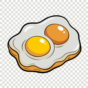 Fried Eggs Vector Illustration Delicious Flat Design on Transparent Background