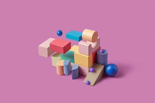 Building blocks toy forming in levitation architecture structure