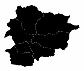 Andorra administrative map - obrazy, fototapety, plakaty