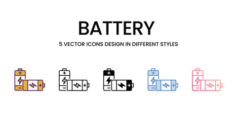 Battery  Icons different style vector stock illustration
