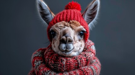 Fototapeta premium Card with llama. Merry Christmas.