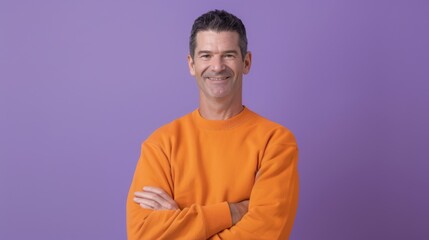 Man in Orange Shirt Smiling