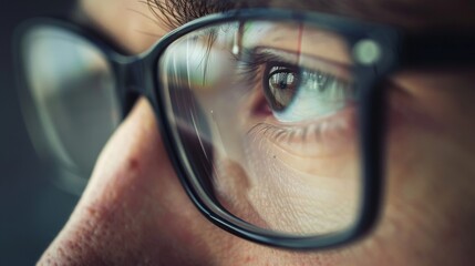 Close Up of Person Wearing Glasses
