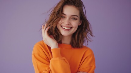 A Joyful Woman in Orange