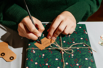 Writing Notes For Packed Presents. 