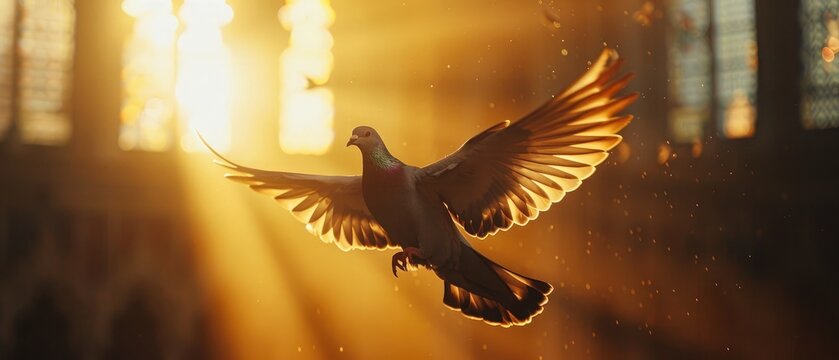 catholic vibes, pigeon and cross, light