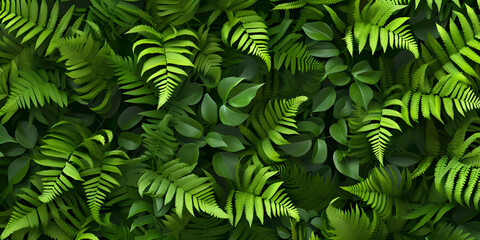 Tropical green leaves background, nature wallpaper - Ai Generated