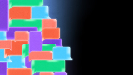 Colorful Overlapping Voice Speech Bubbles on Copy space Background